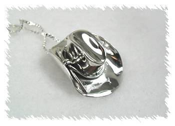 Authentic Native American Sterling Silver Western Hat Pendant by Navajo Ervin Hoskie