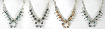 Authentic Native American Indian Sterling Silver Squash Blossom Necklaces