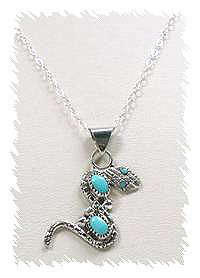 Zuni Turquoise and Sterling Silver Snake Pendant