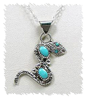 Zuni Turquoise and Sterling Silver Snake Pendant
