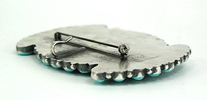 Hand made Native American Indian Jewelry; Navajo Sterling Silver turquoise bow cluster pin pendant