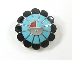 Authentic Native American Sunface pin pendant by Zuni Denise Siutza