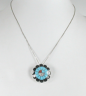 Authentic Native American Sunface pin pendant by Zuni Denise Siutza