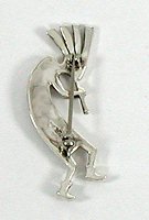 Hand made Native American Indian Jewelry; Navajo Sterling Silver kokopelli pin