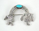 Navajo sterling silver turquoise Yei pin