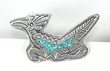 Navajo sterling silver turquoise road runner pin