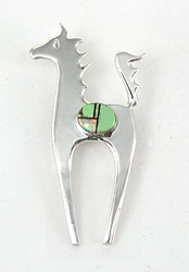 Navajo sterling silver turquoise horse pin