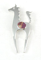 Navajo sterling silver turquoise horse pin
