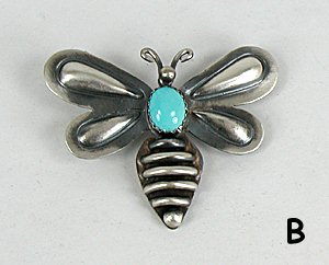Native American Sterling Silver turquoise Bumble Bee pin