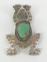 Authentic Navajo sterling silver frog pin by Albert Cleveland