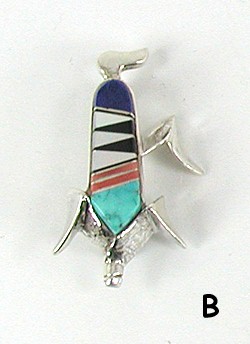Authentic Native American Navajo Corn pin of sterling silver and stone inlay