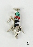 Authentic Navajo sterling silver and stone inlay corn pin