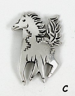 Authentic Native American Sterling Silver Horse Pin by Navajo Allison Manuelito