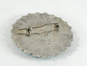 Authentic Native American Navajo Indian Sterling Silver turquoise Petit Point Pin by Danny L. Wauneka