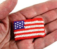 Authentic Native American Zuni Indian Hand Beaded USA Flag Pin by Anita Dawes