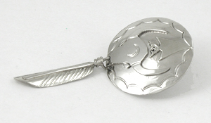 Authentic Native American Lakota Bison Shield Pin by Mitchell Zephier