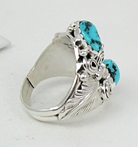 Navajo Sterling Silver turquoise and coral claw  ring