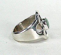 Navajo Sandcast Sterling Silver Turquoise inlay ring