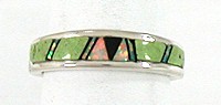 Native American Navajo Sterling Silver multi stone inlay ring