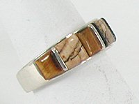 Native American Navajo cobblestone inlay Ring Sterling Silver Turquoise inlay