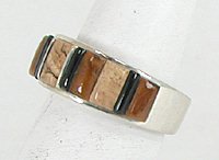 Native American Navajo cobblestone inlay Ring Sterling Silver Turquoise inlay