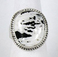 Authentic Navajo Sterling Silver White Buffalo Stone ring size 10 1/2