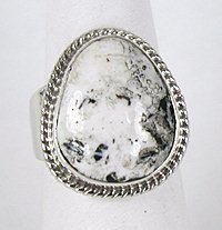 Authentic Navajo Sterling Silver White Buffalo Stone ring size 9 1/2