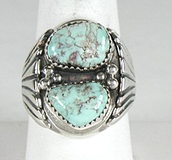 Authentic Native American Sterling Silver Dry Creek Turquoise ring by Navajo Arlene Yazzie