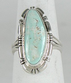 Authentic Native American Sterling Silver Dry Creek Turquoise ring by Navajo Jane Francisco
