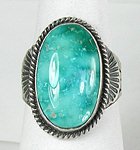 Authentic Native American Sterling Silver Kingman Turquoise ring by Navajo Sheila Tso