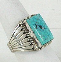 Authentic Native American Sterling Silver Turquoise ring size 12 by Navajo Cecil Atencio