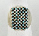 Authentic Native American Sterling Silver Turquoise Snake Eye ring by Zuni Jason Amesoli