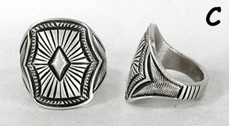 Authentic Native American sterling silver Stamped ring by Navajo Calvin Martinez