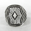 Authentic Native American sterling silver Overlay ring by Navajo Calvin Martinez