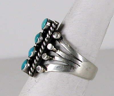 Authentic Navajo Sterling Silver Turquoise Ring by Raymond Betsoi