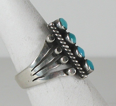 Authentic Navajo Sterling Silver Turquoise Ring by Raymond Betsoi