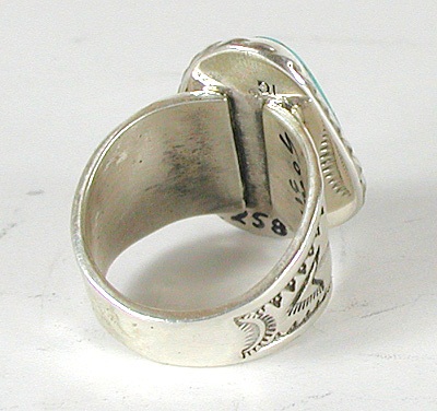 Authentic Navajo Sterling Silver Sunnyside Turquoise cigar band ring size 10 1/2 by Tony Garcia