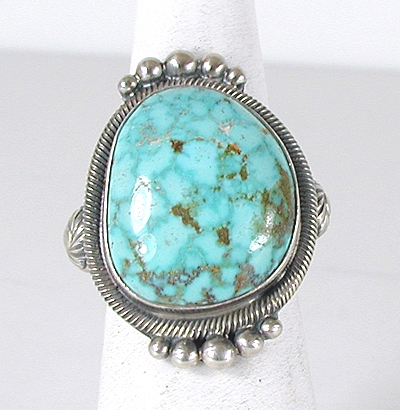 Authentic Navajo Sterling Silver Kingman Turquoise ring size 8 1/4 by Gloria Begay