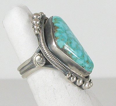 Authentic Navajo Sterling Silver Kingman Turquoise ring size 5 3/4 by Gloria Begay