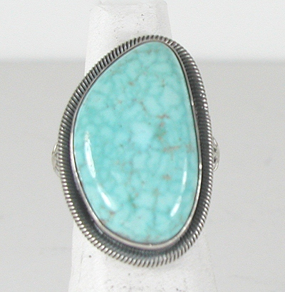 Authentic Navajo Sterling Silver Kingman Turquoise ring size 5 1/2 by Gloria Begay