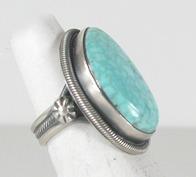 Authentic Navajo Sterling Silver Kingman Turquoise ring size 5 1/2 by Gloria Begay