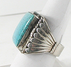 Authentic Native American Sterling Silver Turquoise ring size 11 3/4 by Navajo Cecil Atencio