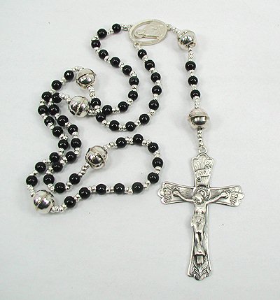 Navajo sterling silver and  onyx Rosary