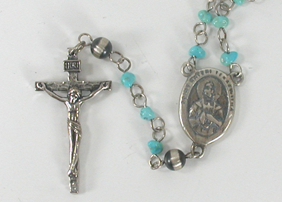 Authentic Native American Turquoise and sterling silver Rosary