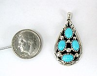 Authentic Navajo  Sterling Silver turquoise Turquoise Cluster pendant