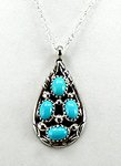Authentic Navajo  Sterling Silver turquoise cluster pendant 