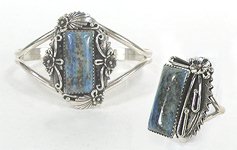 Navajo Lapis and Sterling Silver bracelet and ring