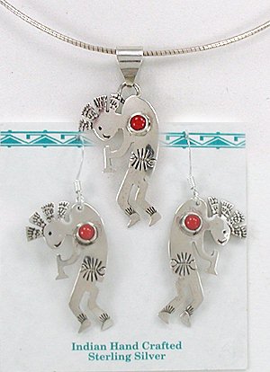 Native American Navajo Indian Kokopelli needlepoint bracelet and earrings set