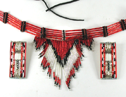 Authentic Native American Lakota Beaded Choker and Earrings Set with porcupine quills