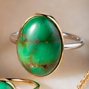 Green turquoise cabochon with matrix